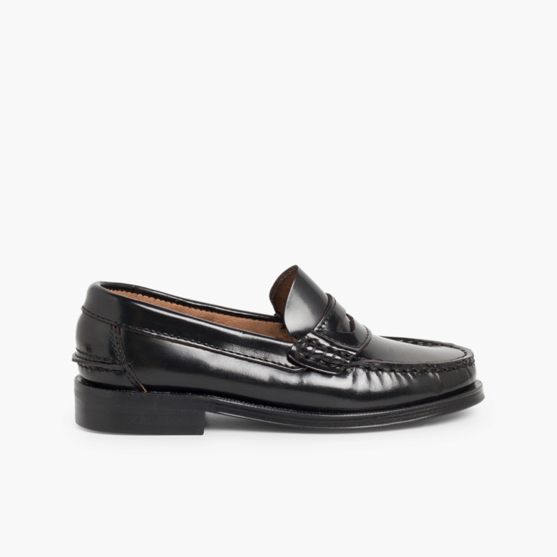 Leather Slip-on Loafers  Black