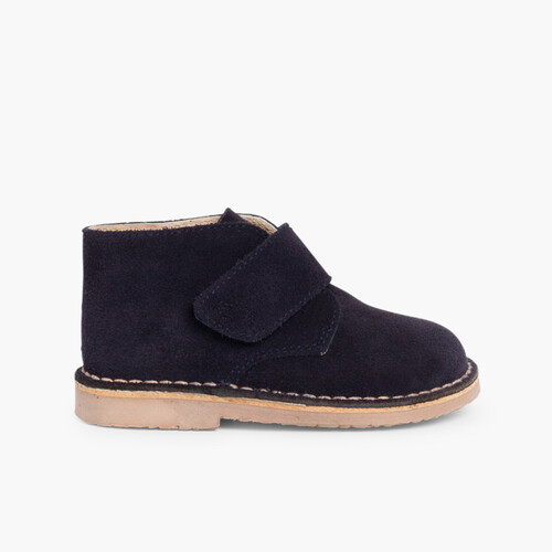 Kids Riptape Suede Desert Boots Navy Blue