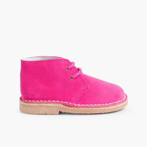 Lace-up Safari Desert Boots Fuchsia