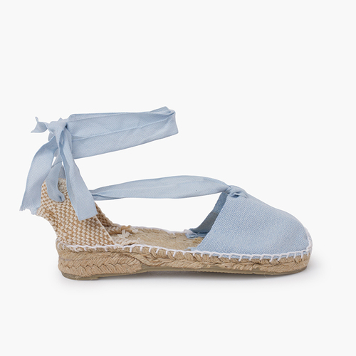 Plain Ankle-Tie Espadrilles Sky Blue