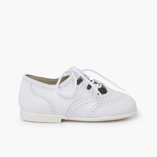 Leather Lace-Up Oxford Shoes White