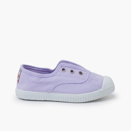Rubber Toe Cap Canvas Trainers Without Laces Lavanda Pastel