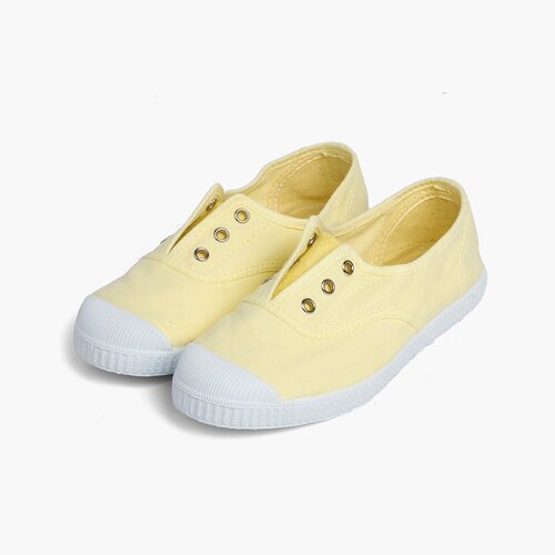 Rubber Toe Cap Canvas Trainers Without Laces Lemon yellow