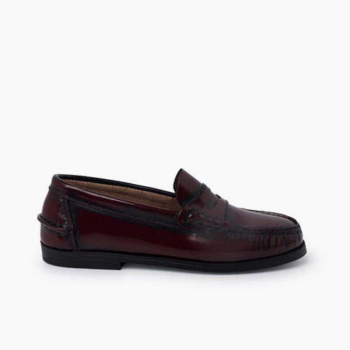 Leather Slip-on Loafers  Burgundy