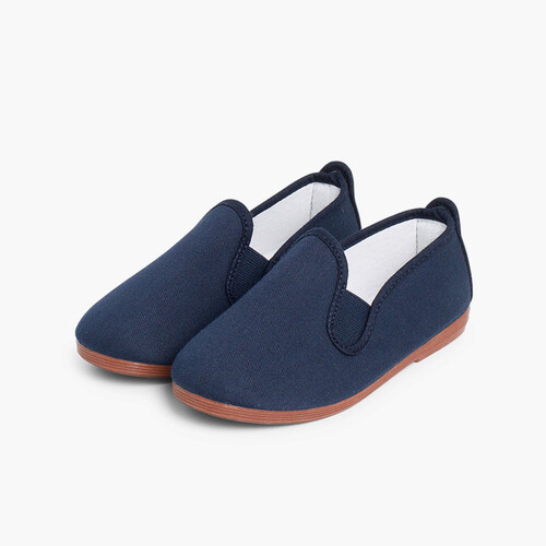 Canvas Slip On Plimsolls Navy Blue