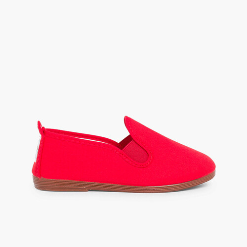 Canvas Slip On Plimsolls Red