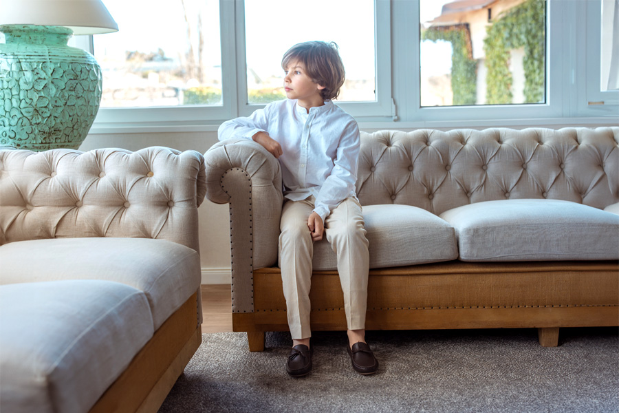 Boys Leather Ribbon Moccasins