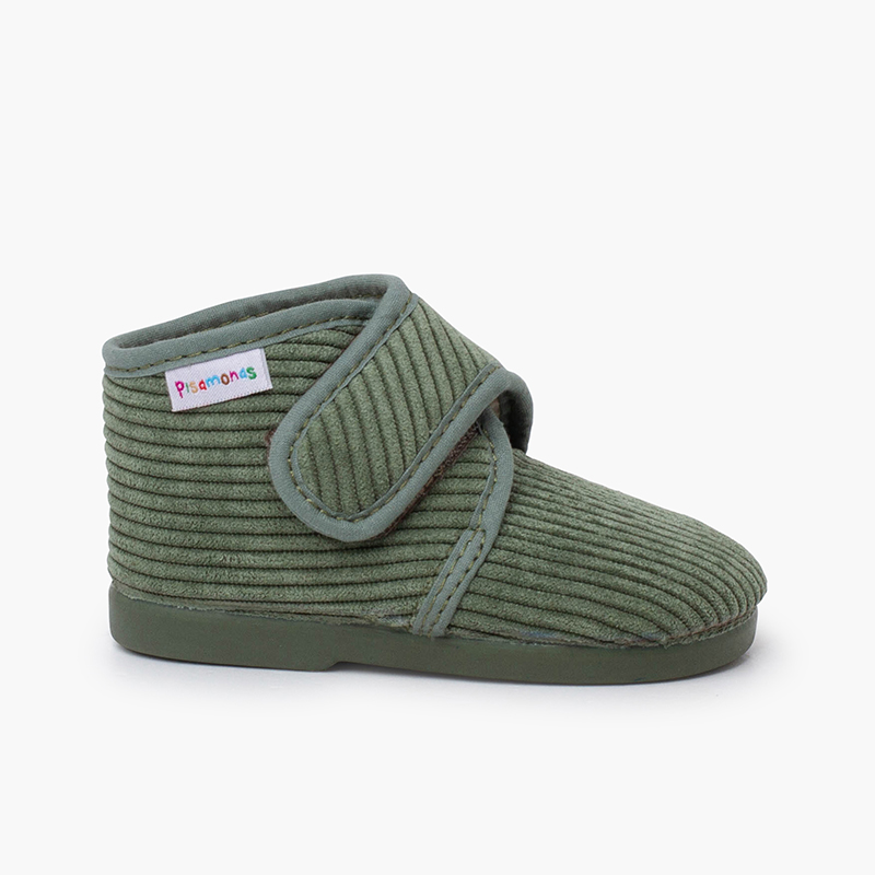 Corduroy Slippers Boots Green