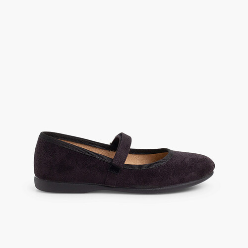 Girls Riptape Faux Suede Mary Janes Black