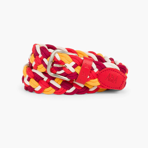 Multicolor Children´s plaited belt Burgundy/Red
