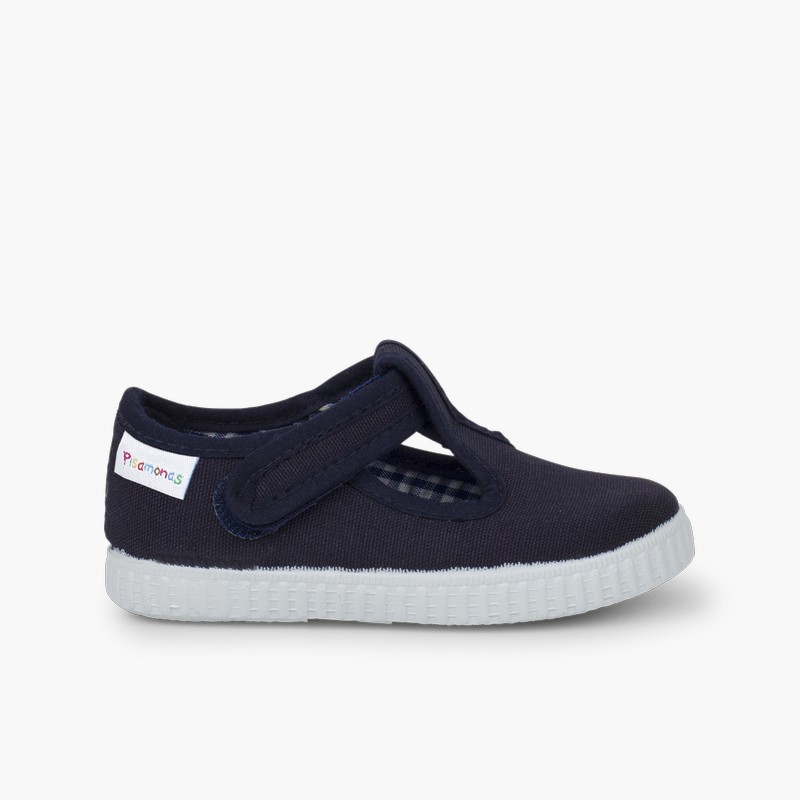 Boys T-Bar loop fasteners Shoes Navy Blue