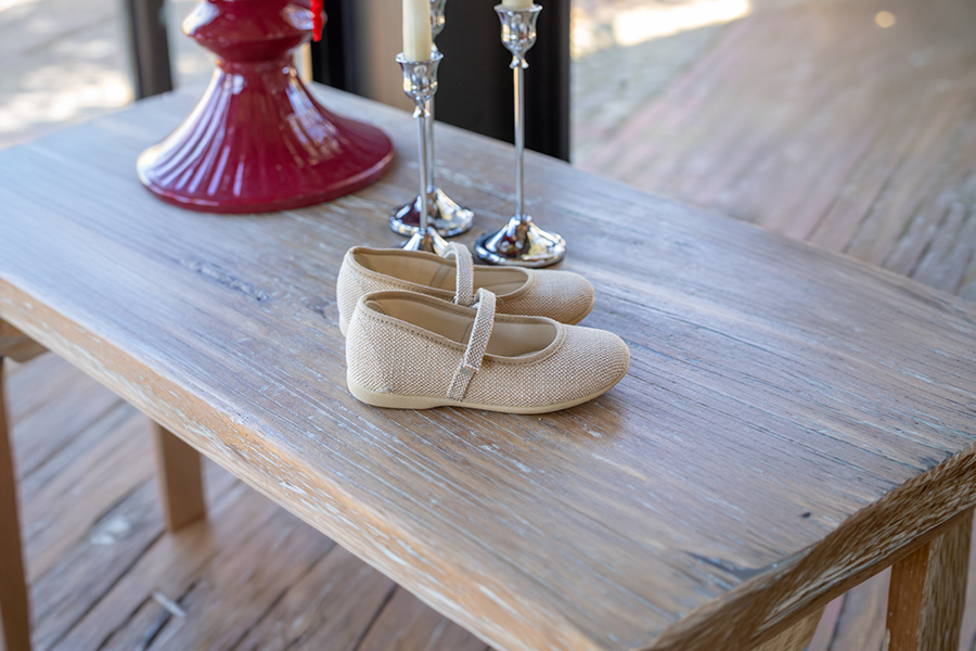 Girls Riptape Linen Mary Janes