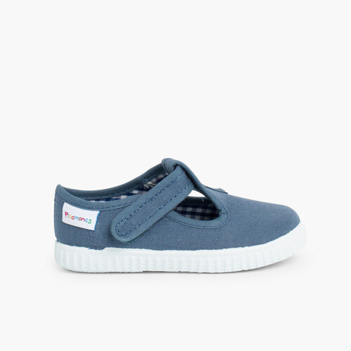 Boys T-Bar loop fasteners Shoes Blue denim