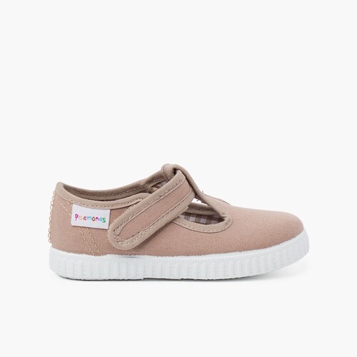 Boys T-Bar loop fasteners Shoes Taupe
