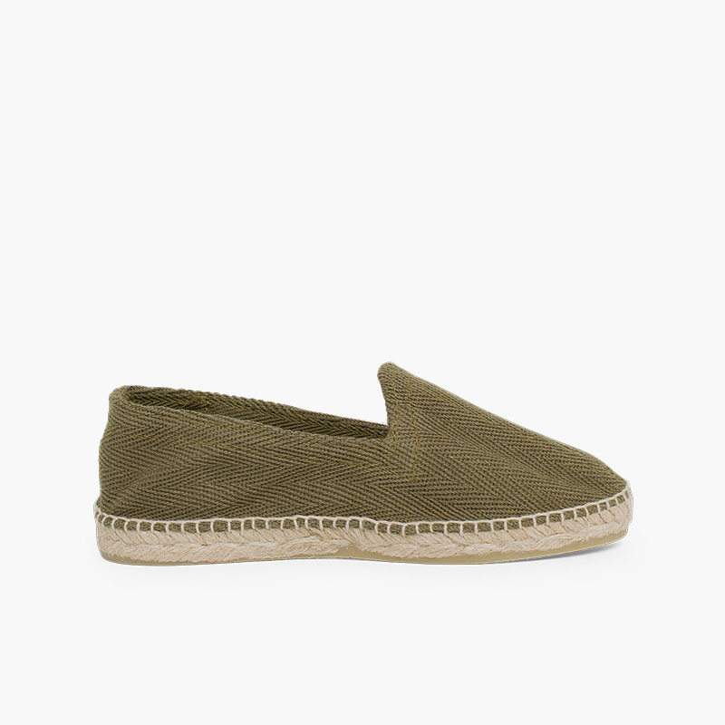 Herringbone Espadrilles Large Sizes (UK 2-10)  Khaki