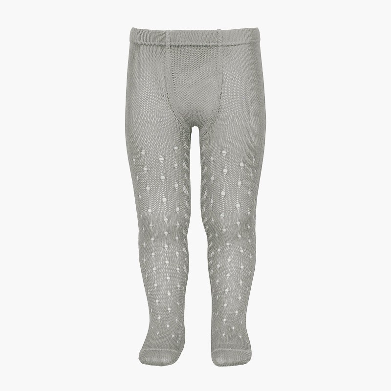 CONDOR Pointelle Summer woollen tights Aluminium