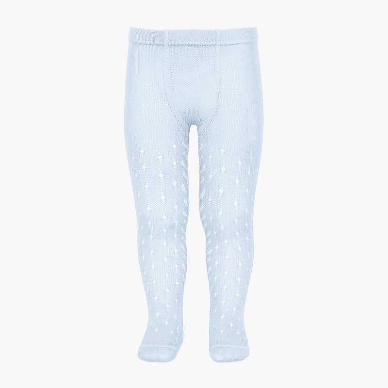 CONDOR Pointelle Summer woollen tights Baby Blue