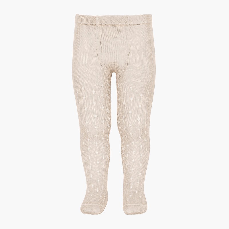CONDOR Pointelle Summer woollen tights Linen