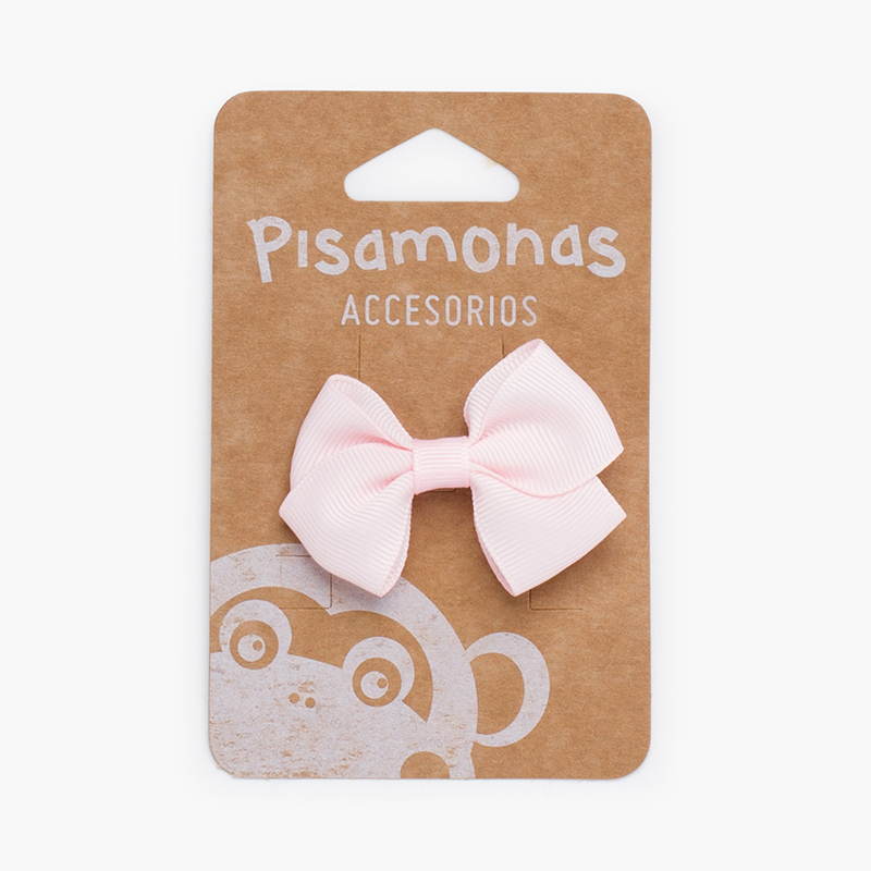 Girl's Small Bow Hair Clips Baby Pink
