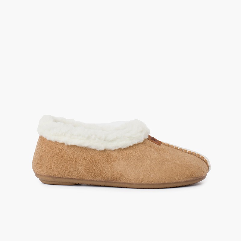 Faux Sheepskin Slippers Beige