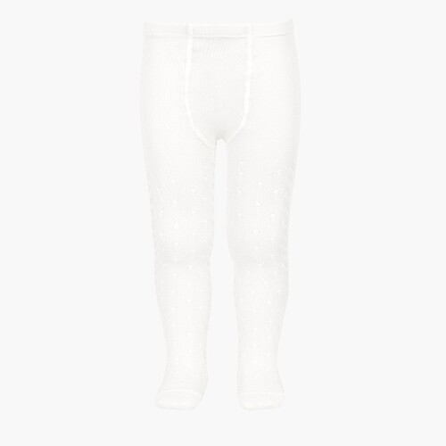 CONDOR Pointelle Summer woollen tights White