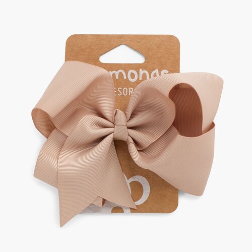 Girls Big Bow Hair Tie Beige
