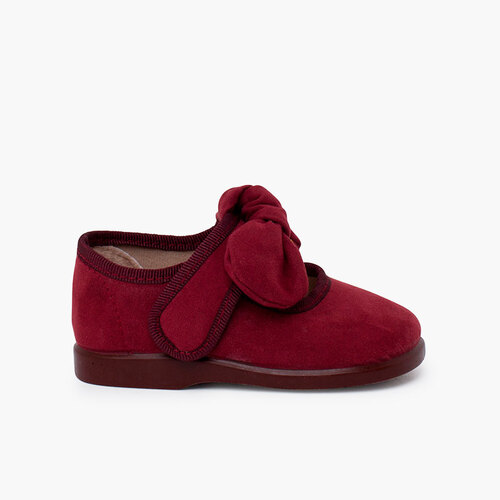 Girls loop fasteners Bow Mary Janes Burgundy