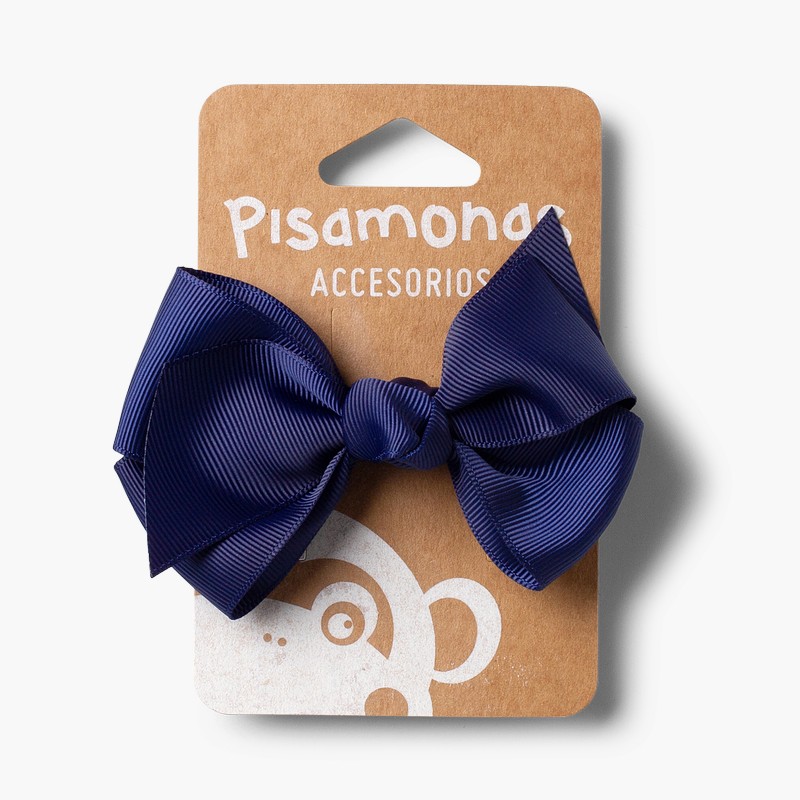 Girls Hair Elastic Large Bow Navy Blue