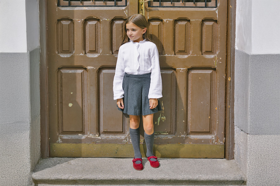 Girls Suede loop fasteners Mary Jane Shoes