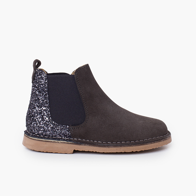 Girls Chelsea Boots with Glitter Dark grey