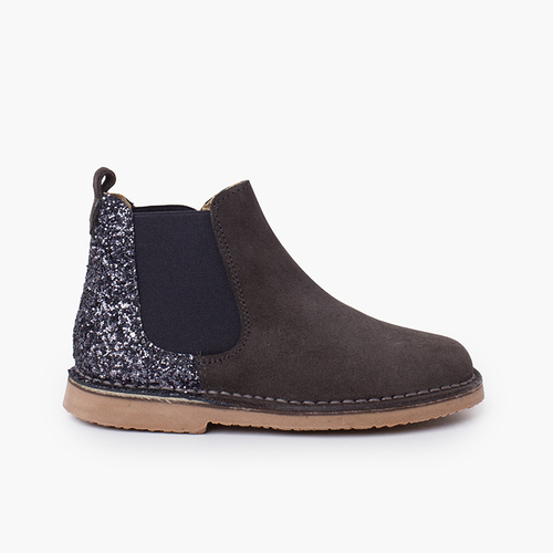 Girls Chelsea Boots with Glitter Dark grey