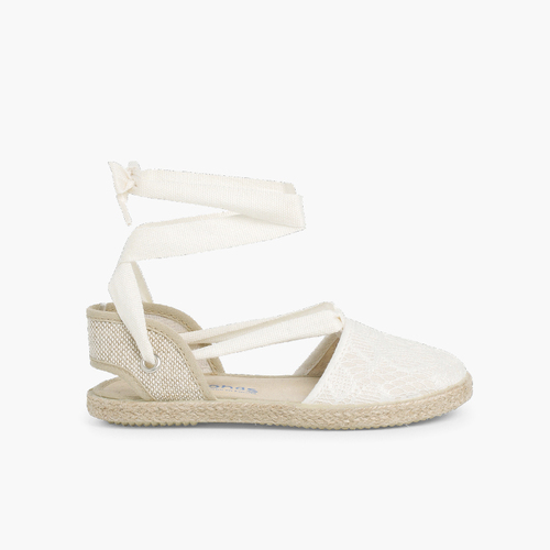 Girls Espadrilles Crochet Beige