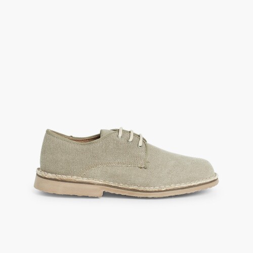 Mens & Boys Canvas Blucher Shoes Light Brown