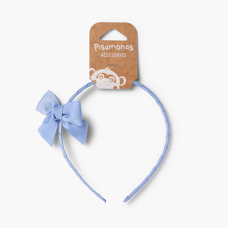 Narrow headband with bow Blue Klein