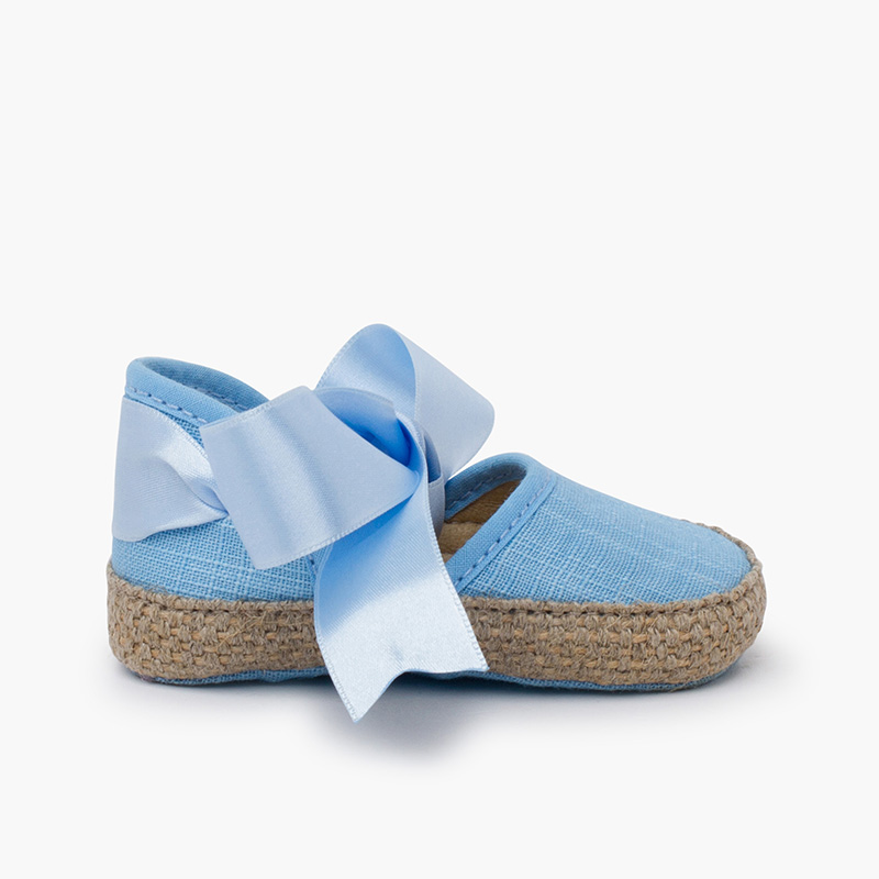 Espadrille Linen Style Mary Janes  Blue
