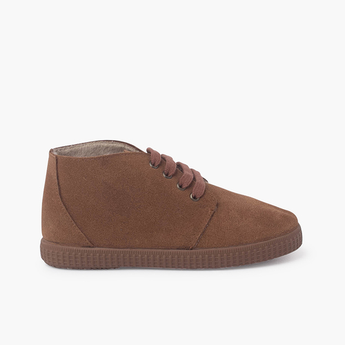 Lace-up Boots with Faux Fur Lining  Camel