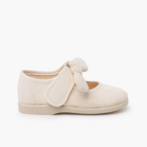 Canvas Mary Janes loop fasteners  Off-White