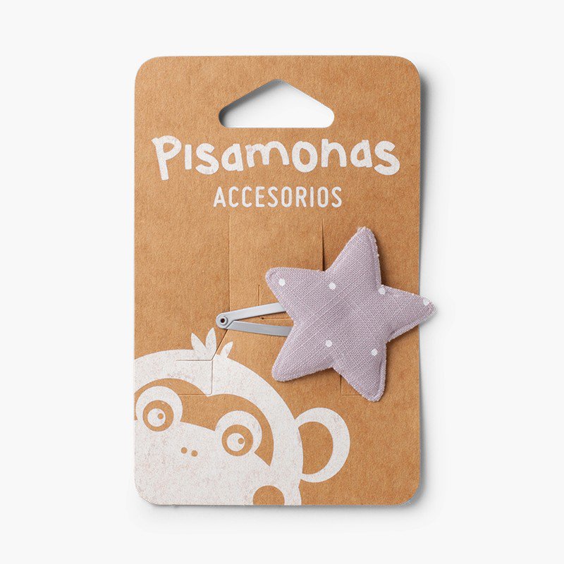 Dotted star hair clip Light Grey