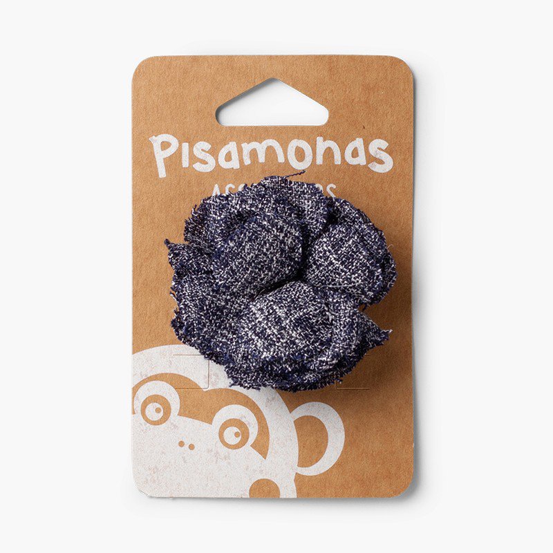 Fabric flower hair clip  Navy Blue
