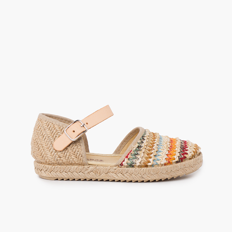 Girls' Multicoloured Raffia Espadrilles Multicolor