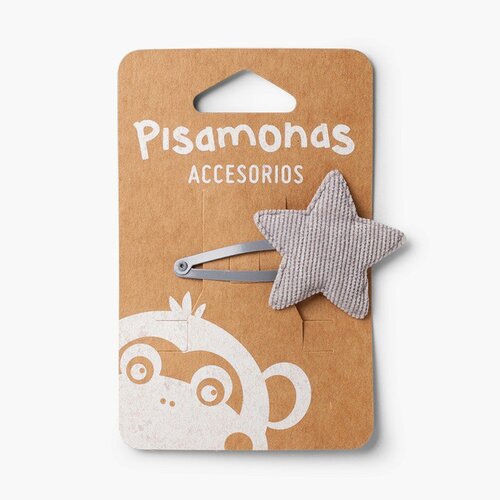 Corduroy Star Hair Clip Light Grey