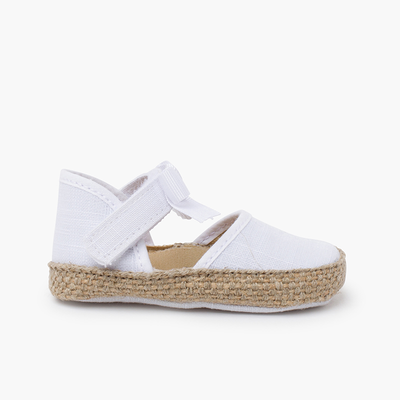 Baby Espadrilles with Bow and Butterfly Embellishment White