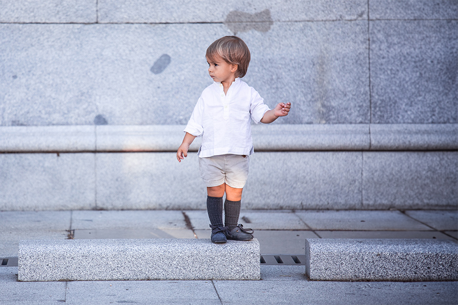 Kids Blucher-Style Shoe with Bow and Broguing