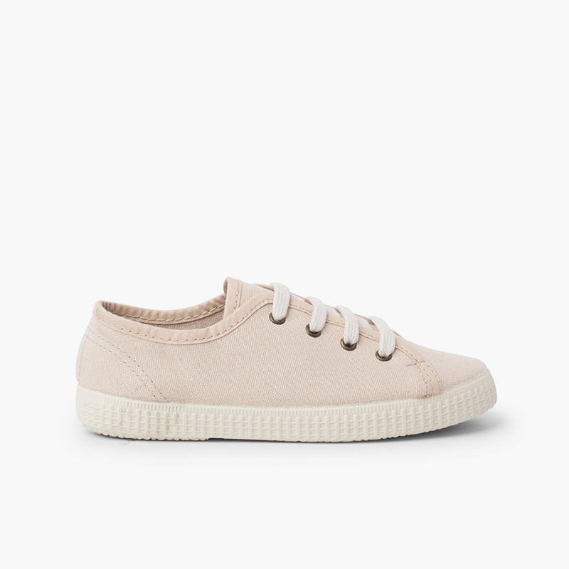  Organic vegan canvas trainers Beige