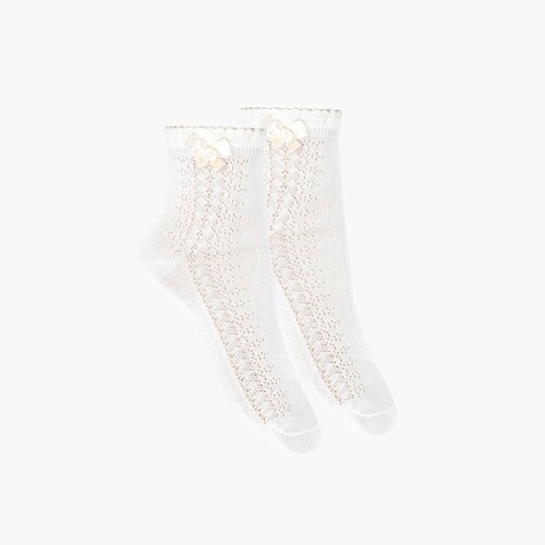 Openwork Dress Socks With Bow White