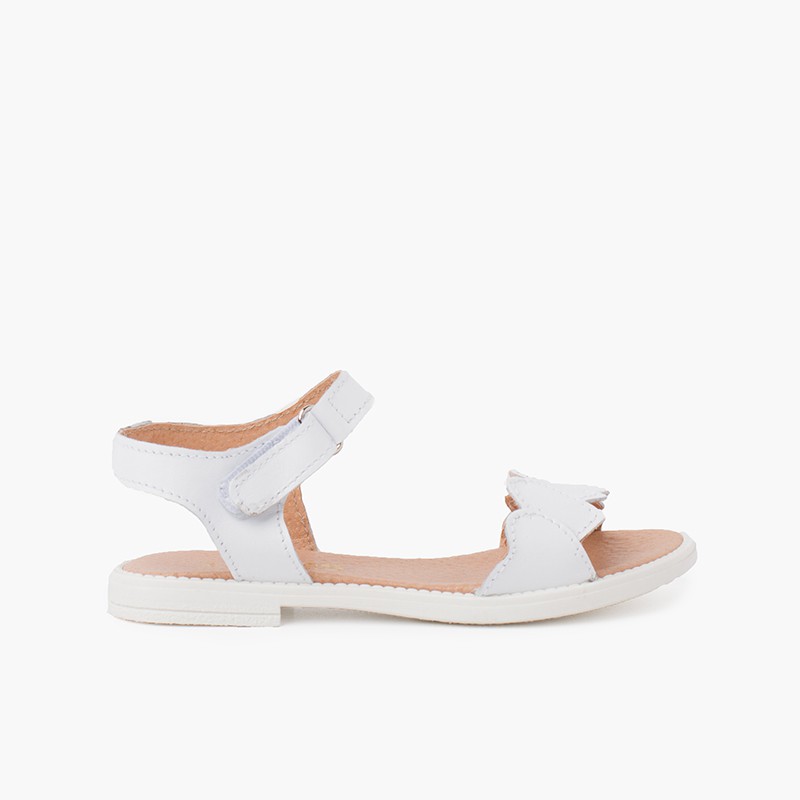  Heart strap leather sandal White