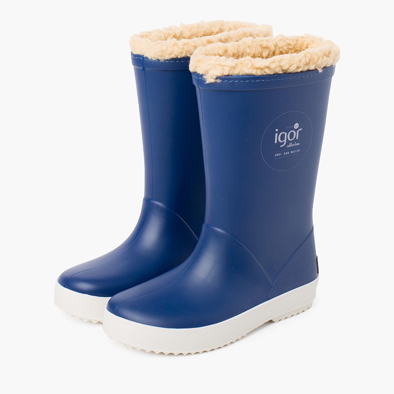  Inner shearling wellies for children Blue denim