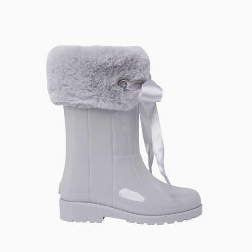 Soft fur top wellies with bow Ice