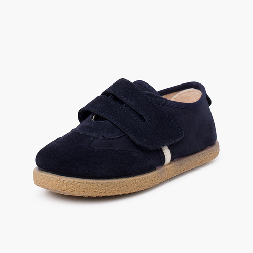 Kids shoes front closure with adherent strap Navy Blue