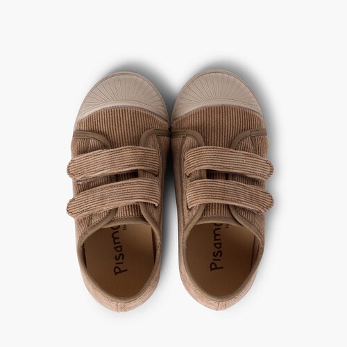 Corduroy trainers with rubber toe and double closure Taupe